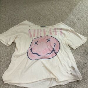 NIRVANA AE Band Tee in Cream and Pink